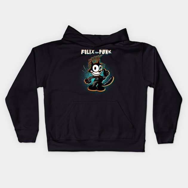 Felix the punk Kids Hoodie by Blacklinesw9